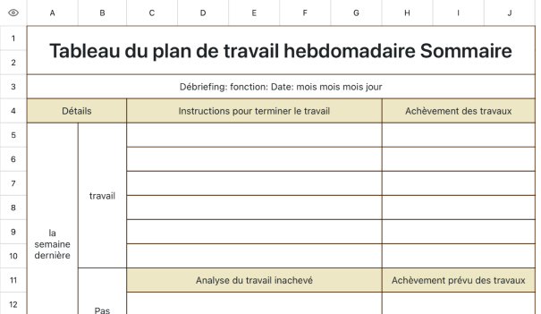 Plan de travail hebdomadaire concis